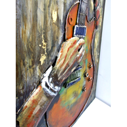 Obraz metalowy industrialny 120 x 80 cm Gitara